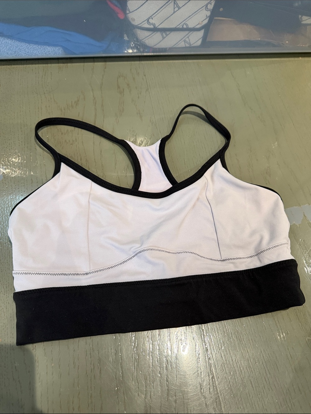SOLID & STRIPED White and Black Racerback Sports Bra